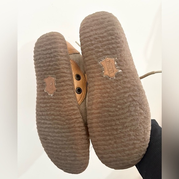 Børn tan Leather Canvas Lace Up Walking Sneaker Shoes size 8.5/40 - Picture 8 of 8